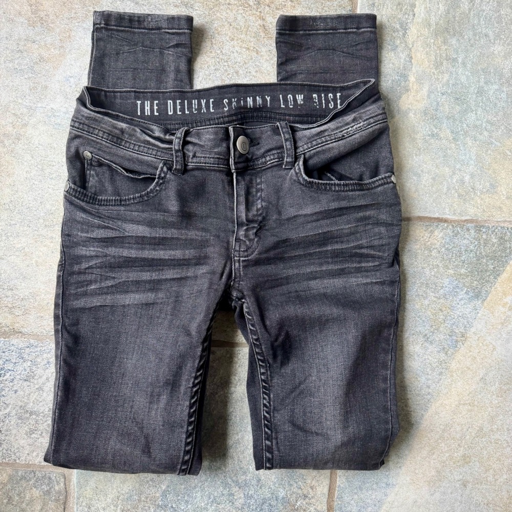 Y2K Cotton On The Deluxe Skinny Low‎ Rise Jeans Black Wash Size 4 Stretch
